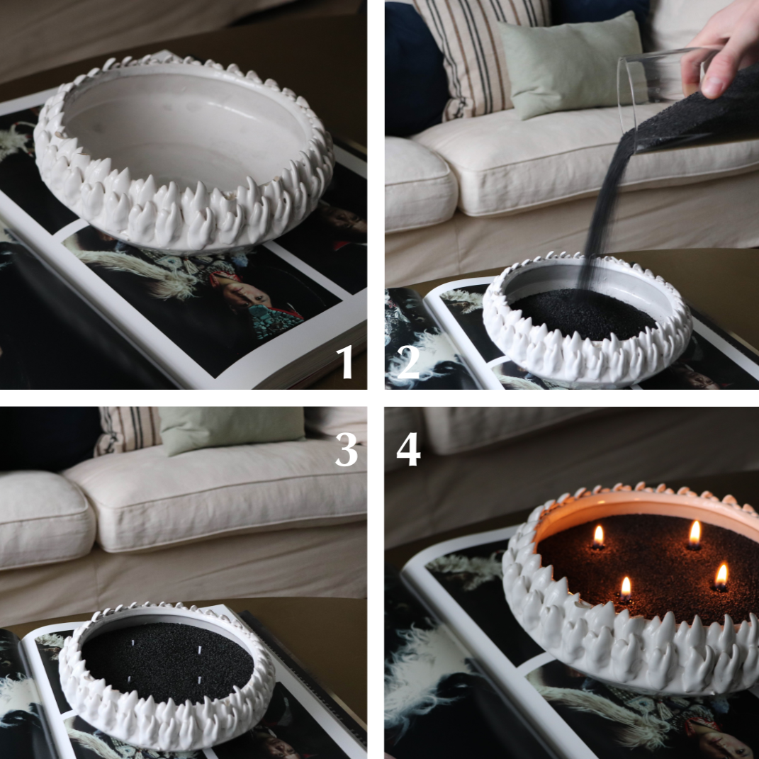Black Elegance Candle Pearls + Lontjes + Glazen vaas